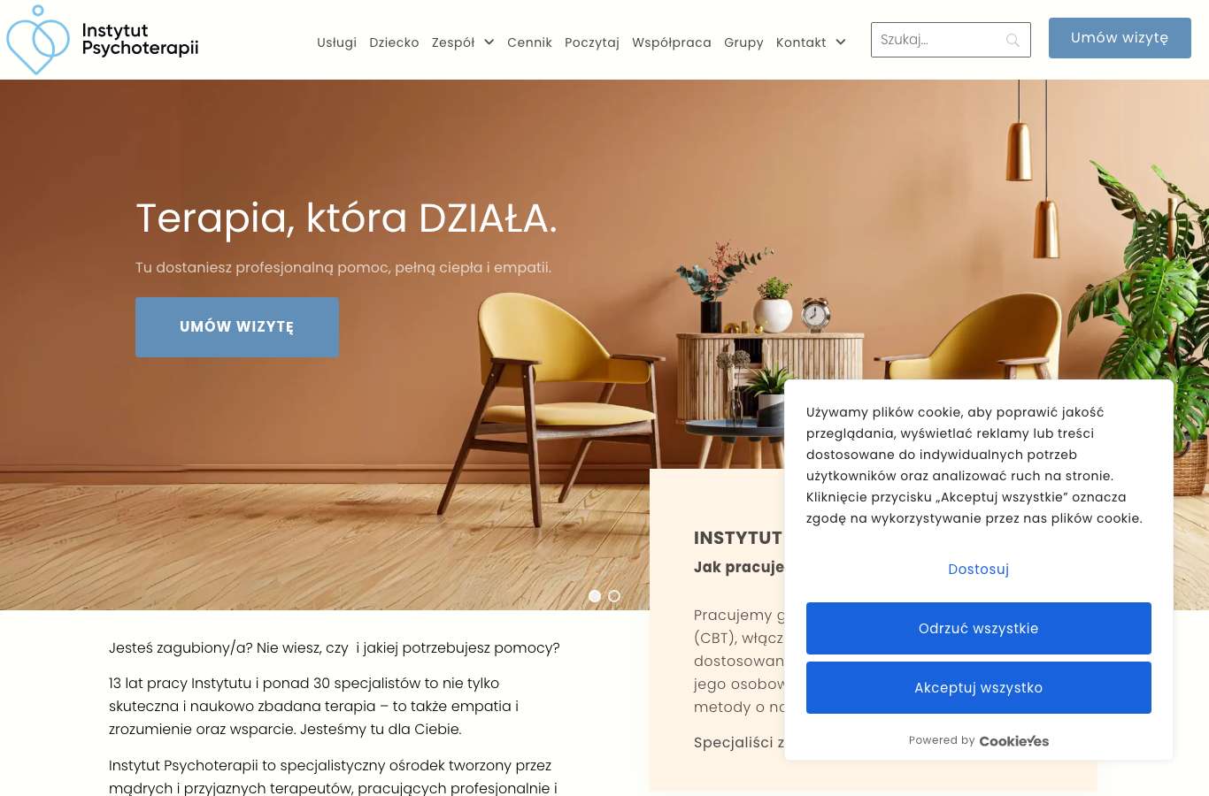 Zrzut strony głównej instytut-psychoterapii.pl z 25 września 2026