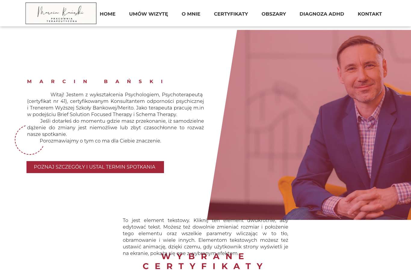 Zrzut strony głównej psychoterapeutakatowice.com.pl z 25 września 2026