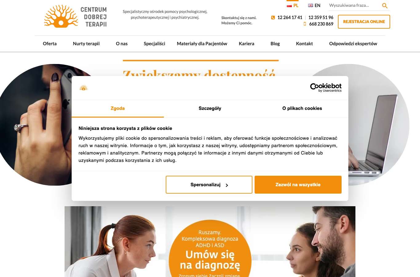 Zrzut strony głównej centrumdobrejterapii.pl z 25 września 2026