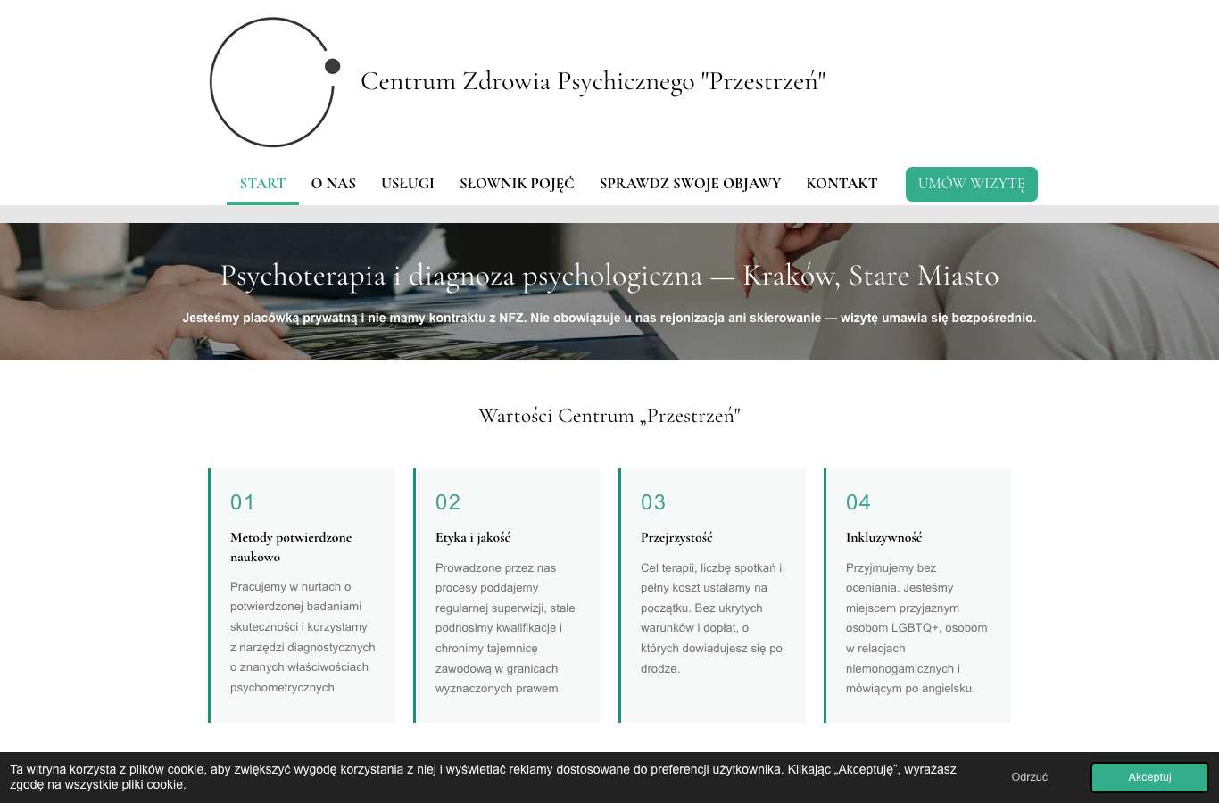 Zrzut strony głównej czp-przestrzen.pl z 25 września 2026