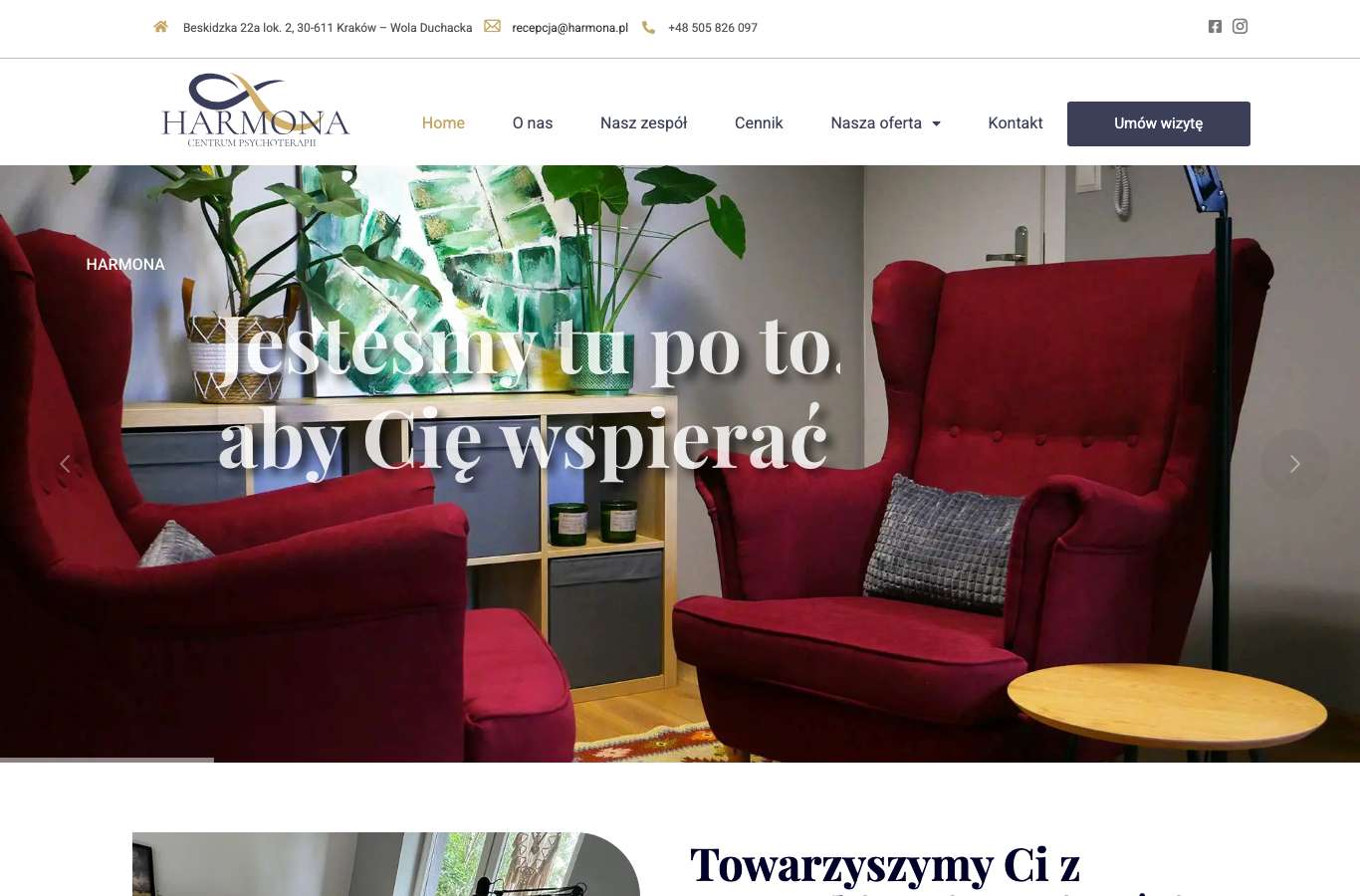 Zrzut strony głównej harmona.pl z 25 września 2026