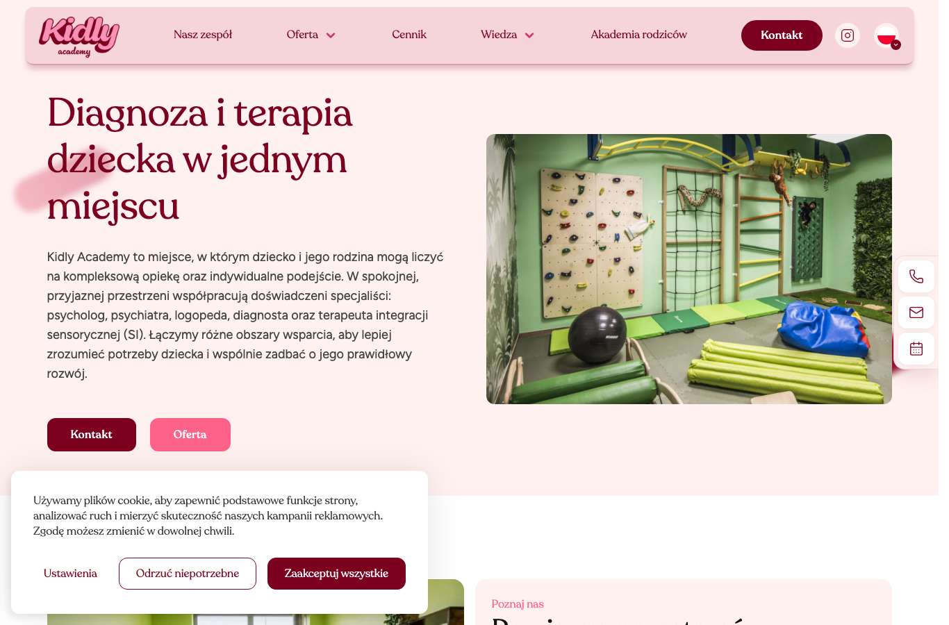 Zrzut strony głównej kidly-academy.pl z 25 września 2026