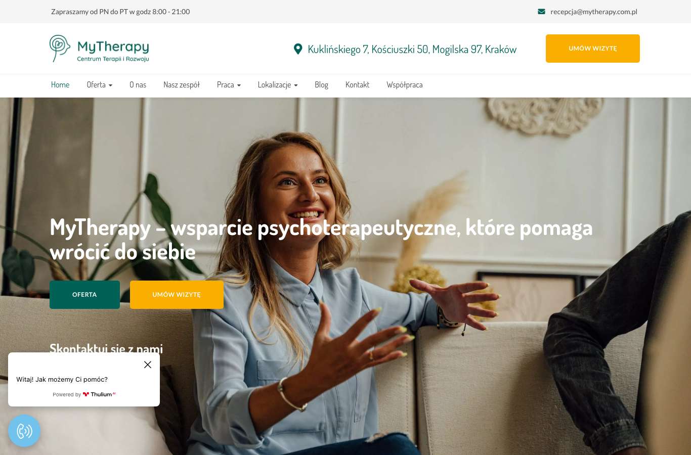Zrzut strony głównej mytherapy.com.pl z 25 września 2026