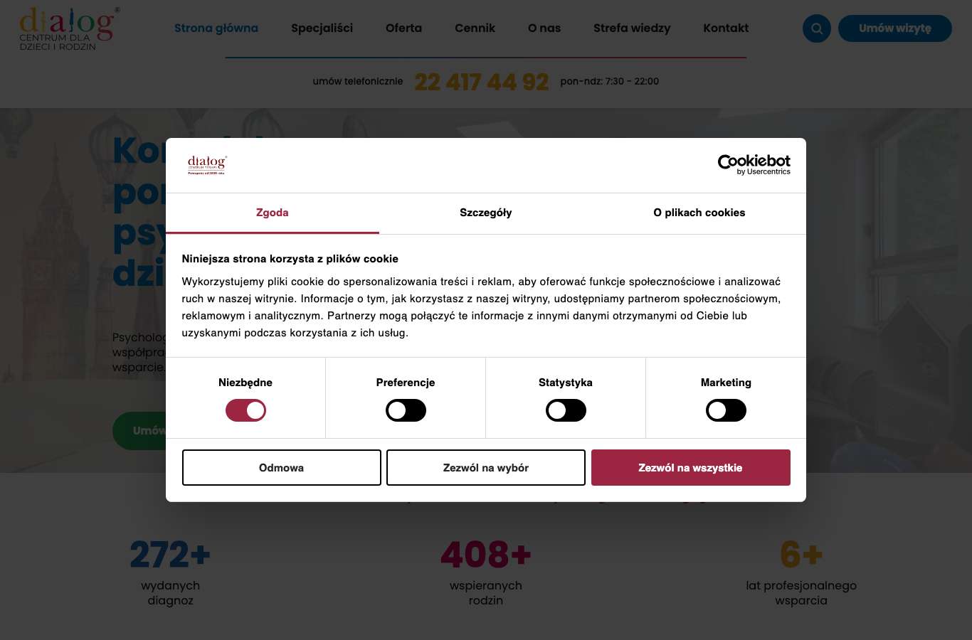 Zrzut strony głównej centrumdladzieci.pl z 25 września 2026