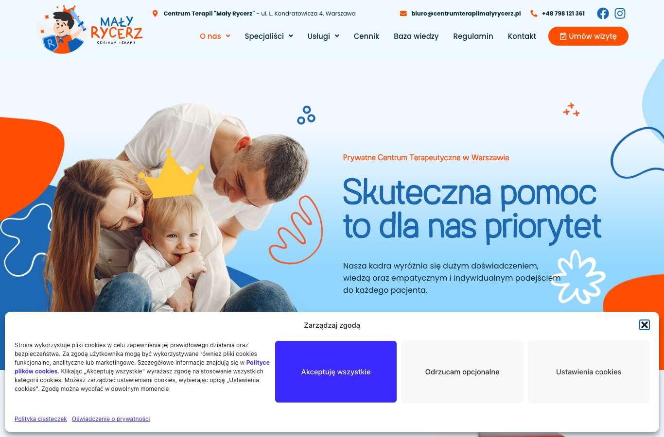 Zrzut strony głównej centrumterapiimalyrycerz.pl z 25 września 2026