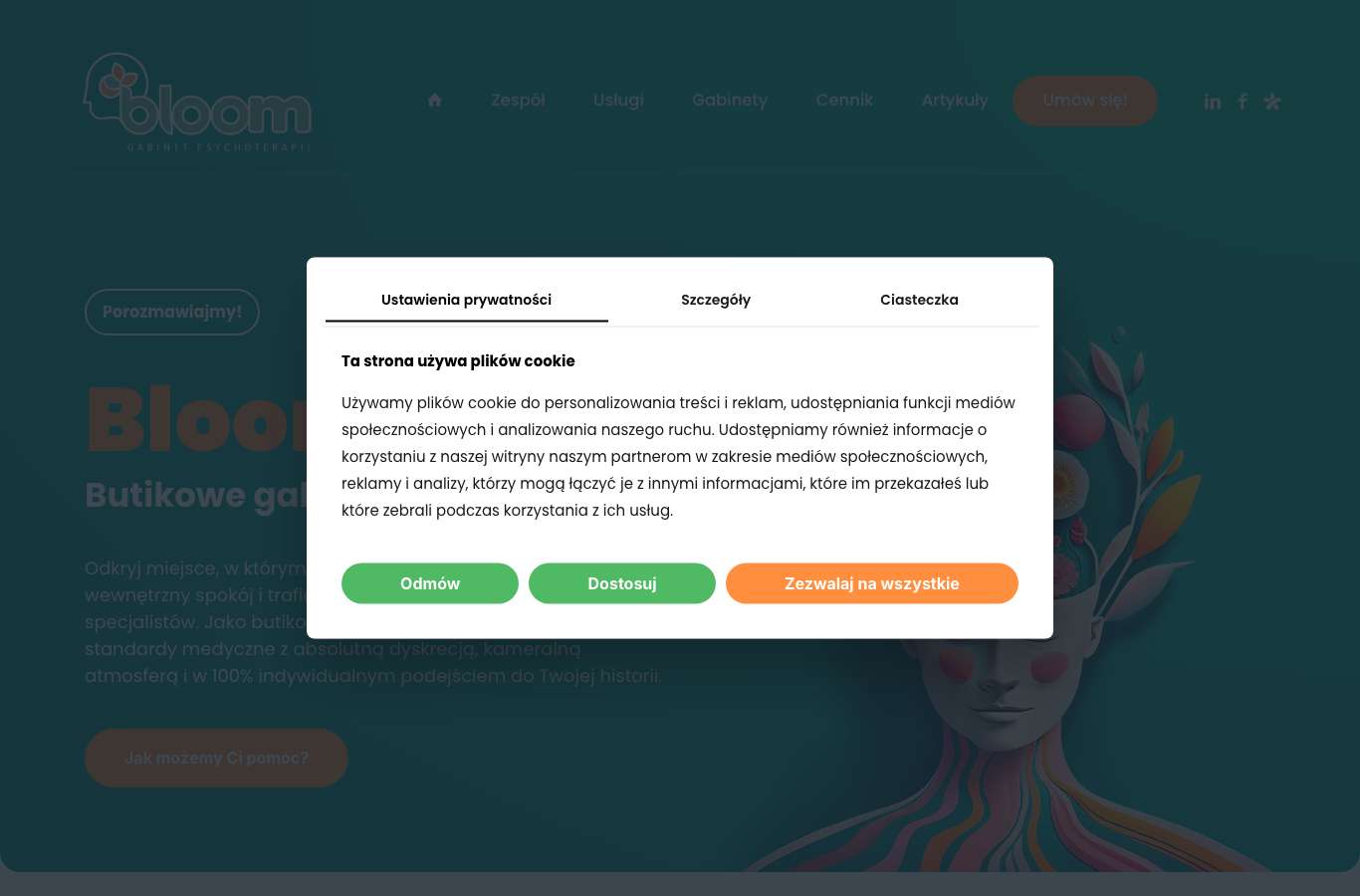 Zrzut strony głównej gabinet-bloom.pl z 25 września 2026