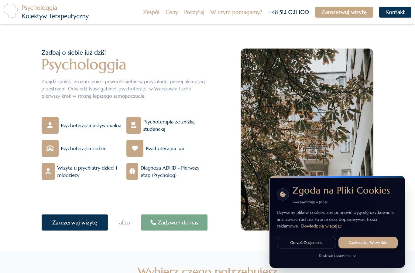 Zrzut strony głównej psychologgia-plus.pl z 25 września 2026
