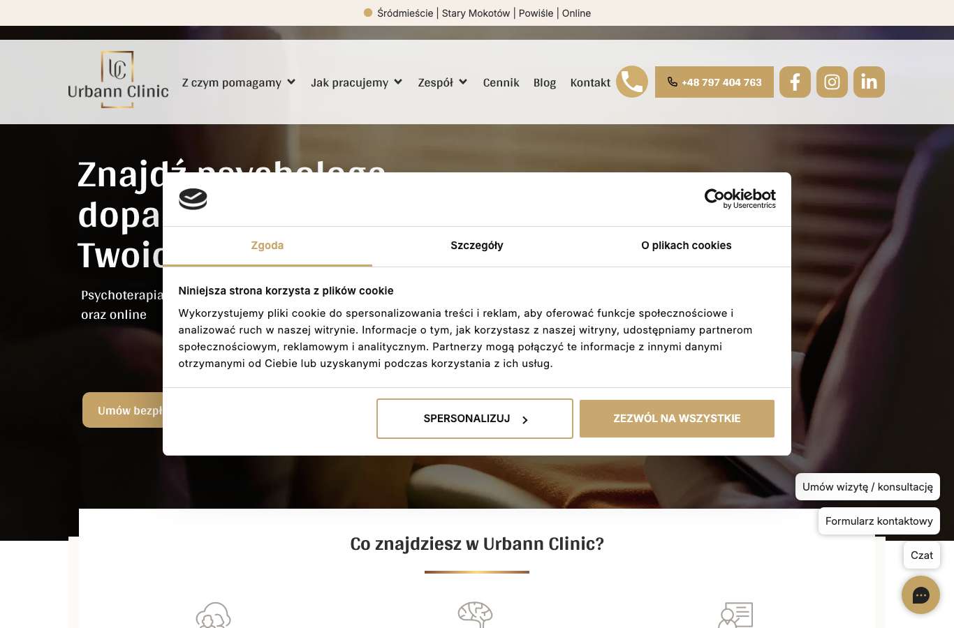 Zrzut strony głównej urbannclinic.pl z 25 września 2026