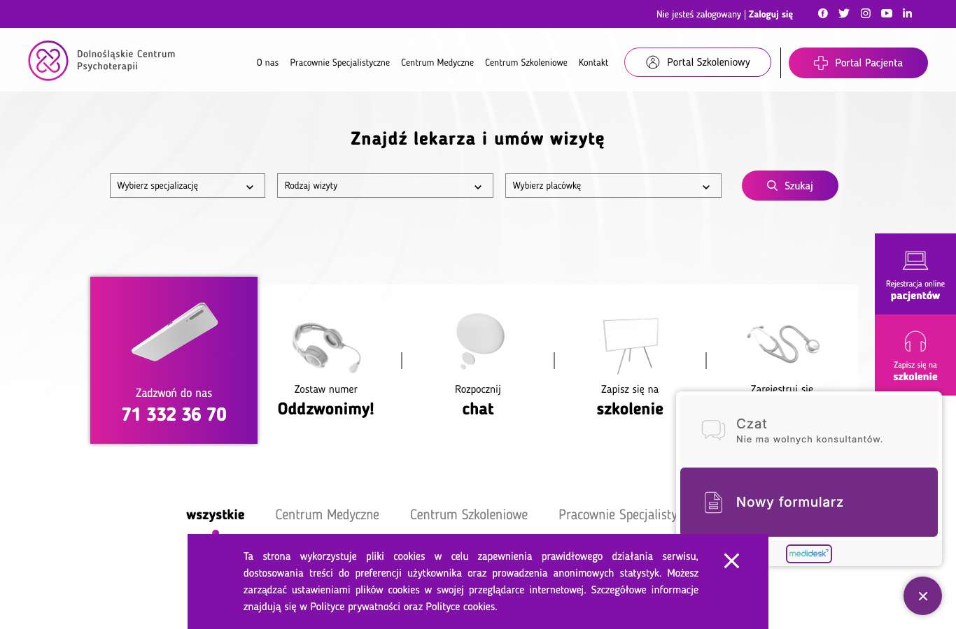 Zrzut strony głównej dcp.wroclaw.pl z 25 września 2026