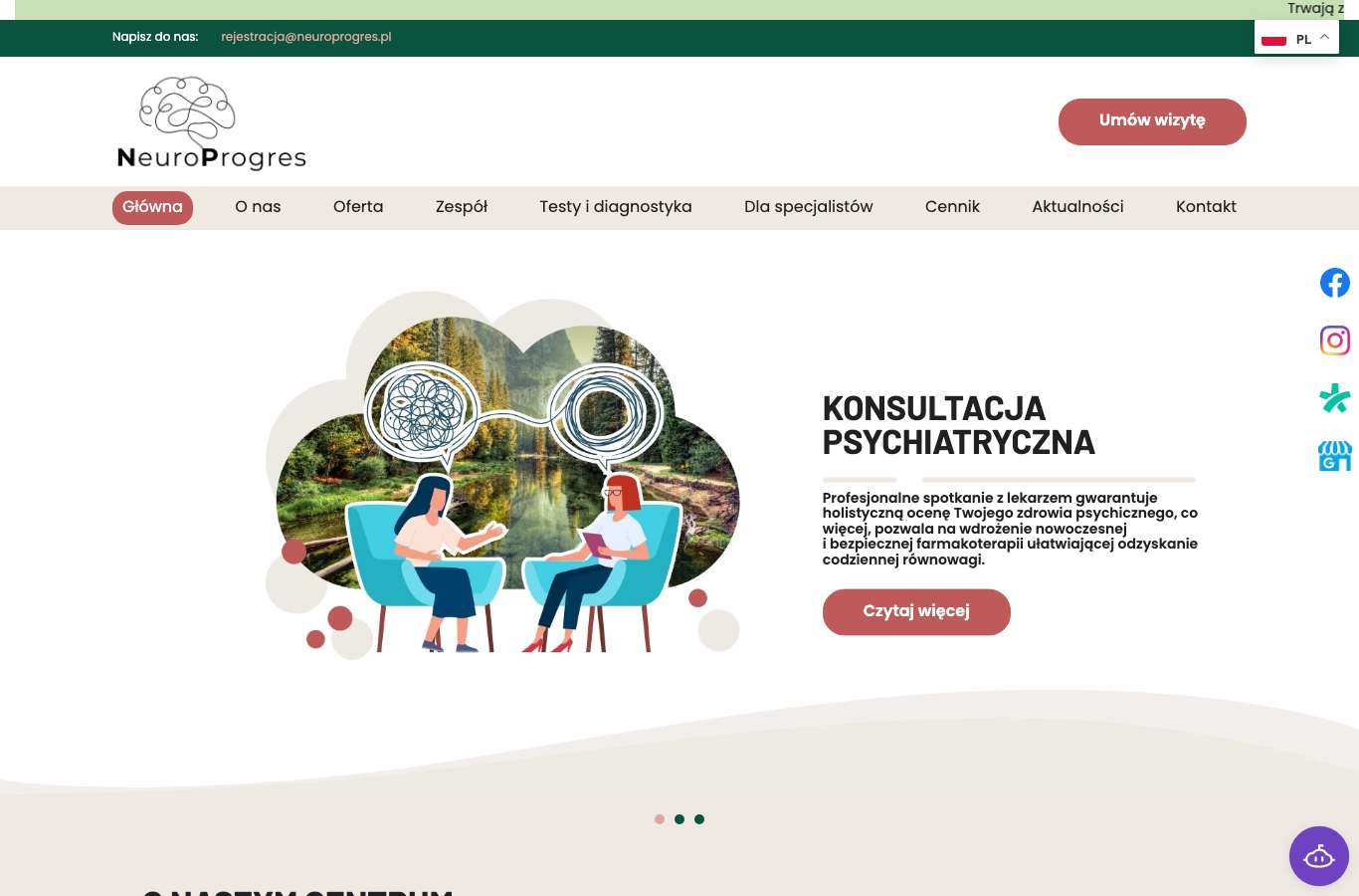 Zrzut strony głównej neuroprogres.pl z 25 września 2026
